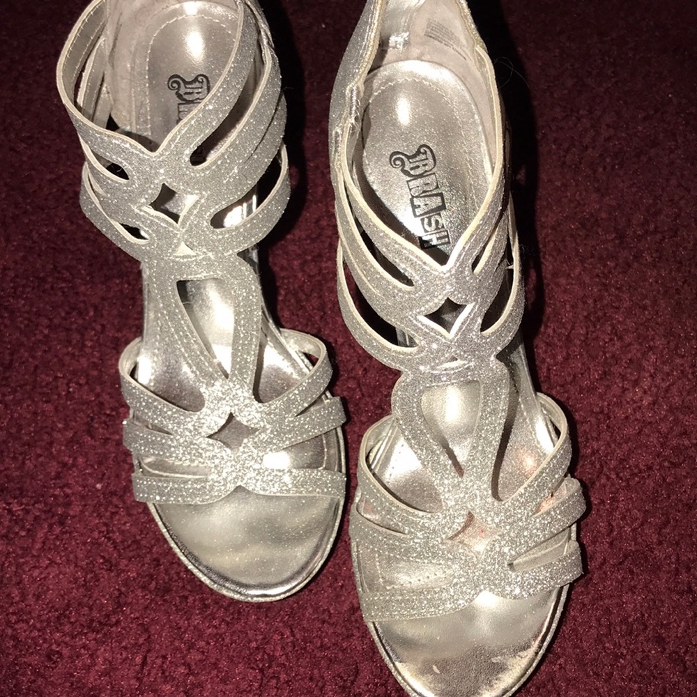 Silver shimmer heels